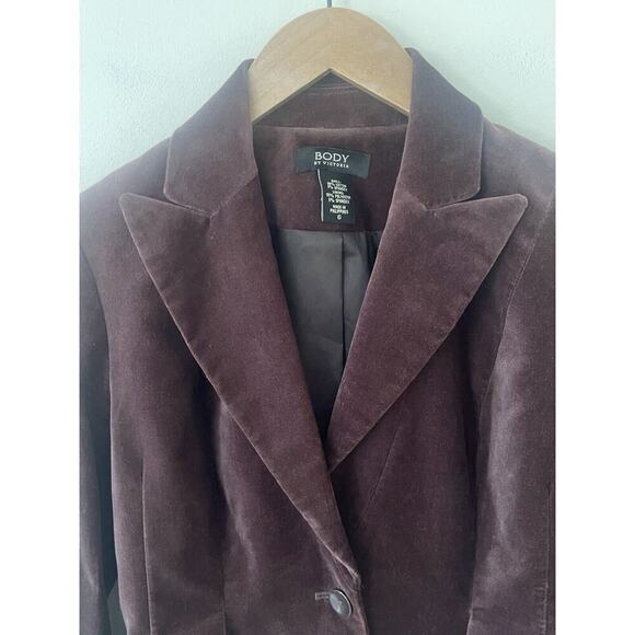 Body By Victoria Womens Size 6 Burgundy Velvet Blazer Preppy Academia Jacket - Picture 4 of 11